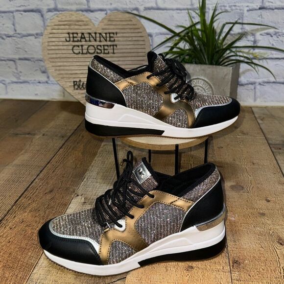 Michael Kors Liv Glitter Chain Mesh Sneakers - Picture 1 of 10